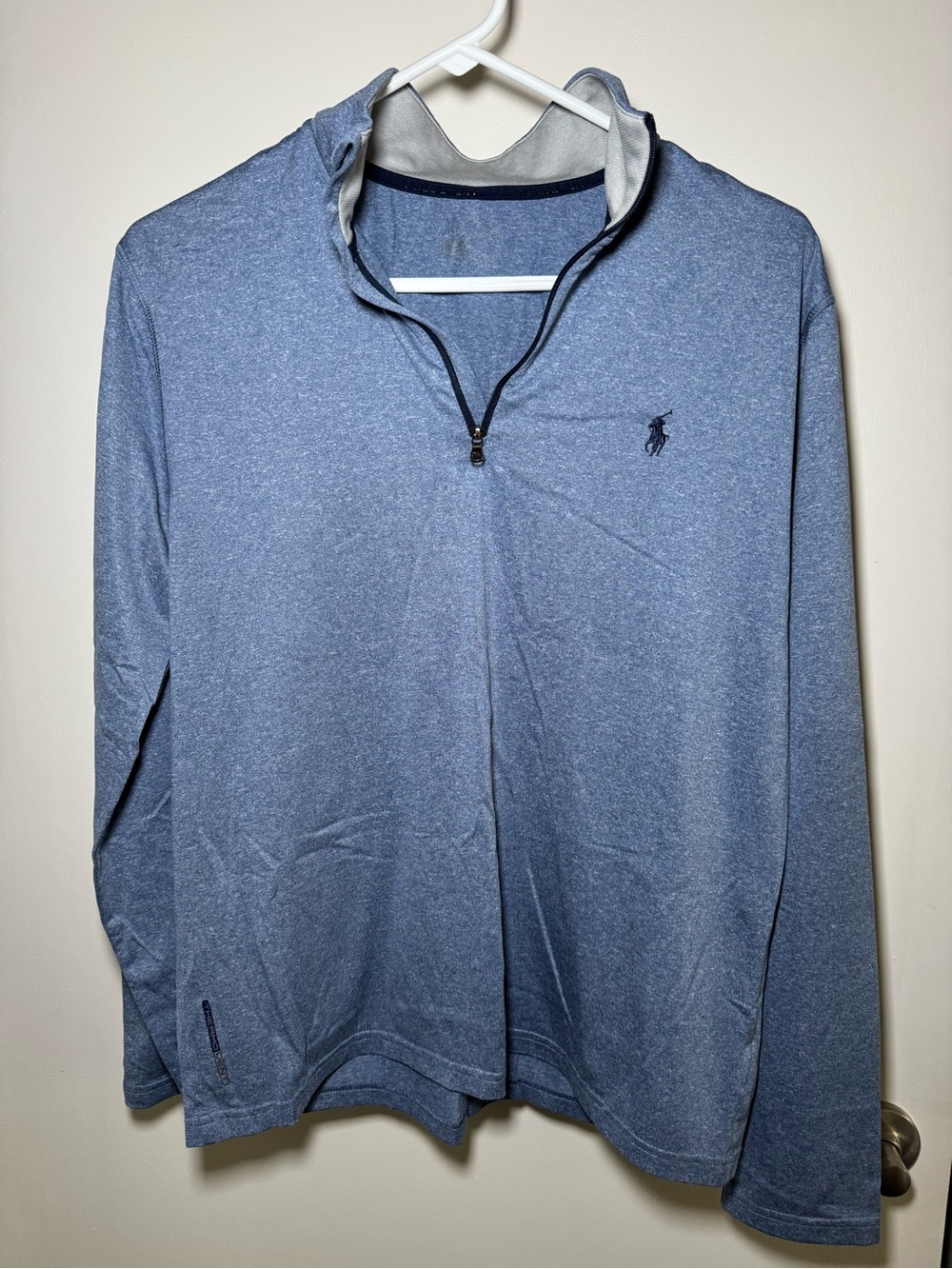 Polo by Ralph Lauren Men's Heather Blue Quarter-Zip Pullover